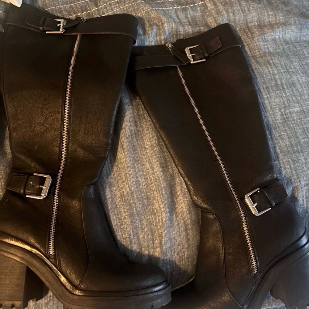 Mix No. 6 Black Heeled Boots with Buckle Detail size 8.5